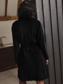 Noir - Robe de chambre Studio douillette en velours côtelé
