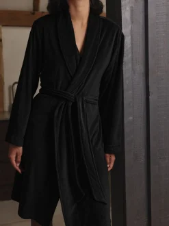 Noir - Robe de chambre Studio douillette en velours côtelé