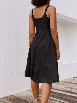 Noir - Robe d’été mi-longue en jersey