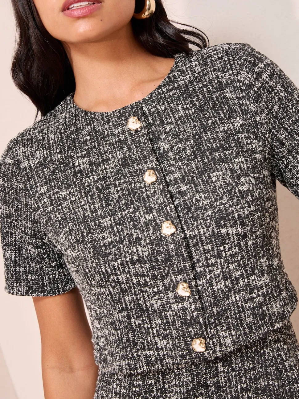 Noir - Robe Friends Like These Boucle 2-en-1 à ourlet péplum