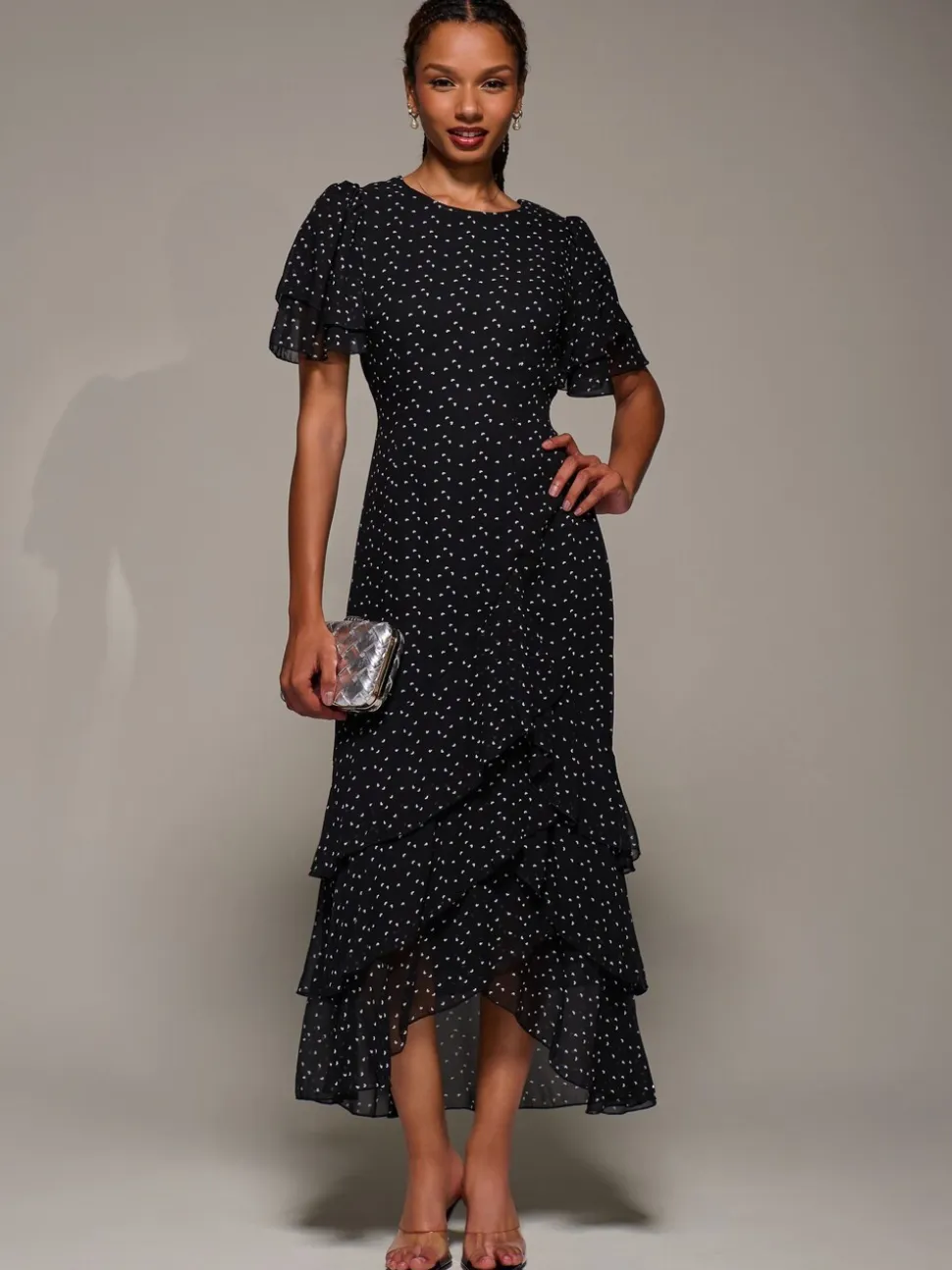 Noir - Robe Jolie Moi Midaxi en mousseline à volants