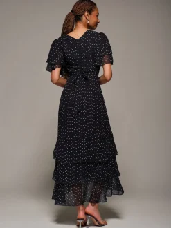 Noir - Robe Jolie Moi Midaxi en mousseline à volants