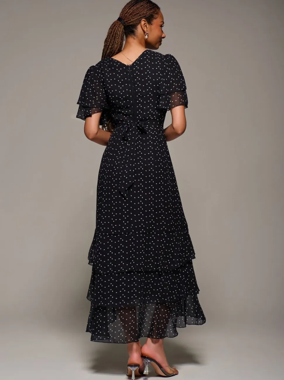 Noir - Robe Jolie Moi Midaxi en mousseline à volants