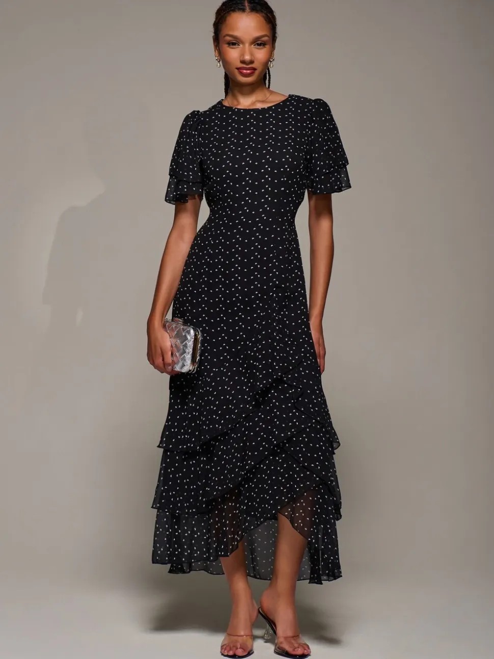 Noir - Robe Jolie Moi Midaxi en mousseline à volants