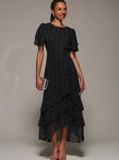 Noir - Robe Jolie Moi Midaxi en mousseline à volants