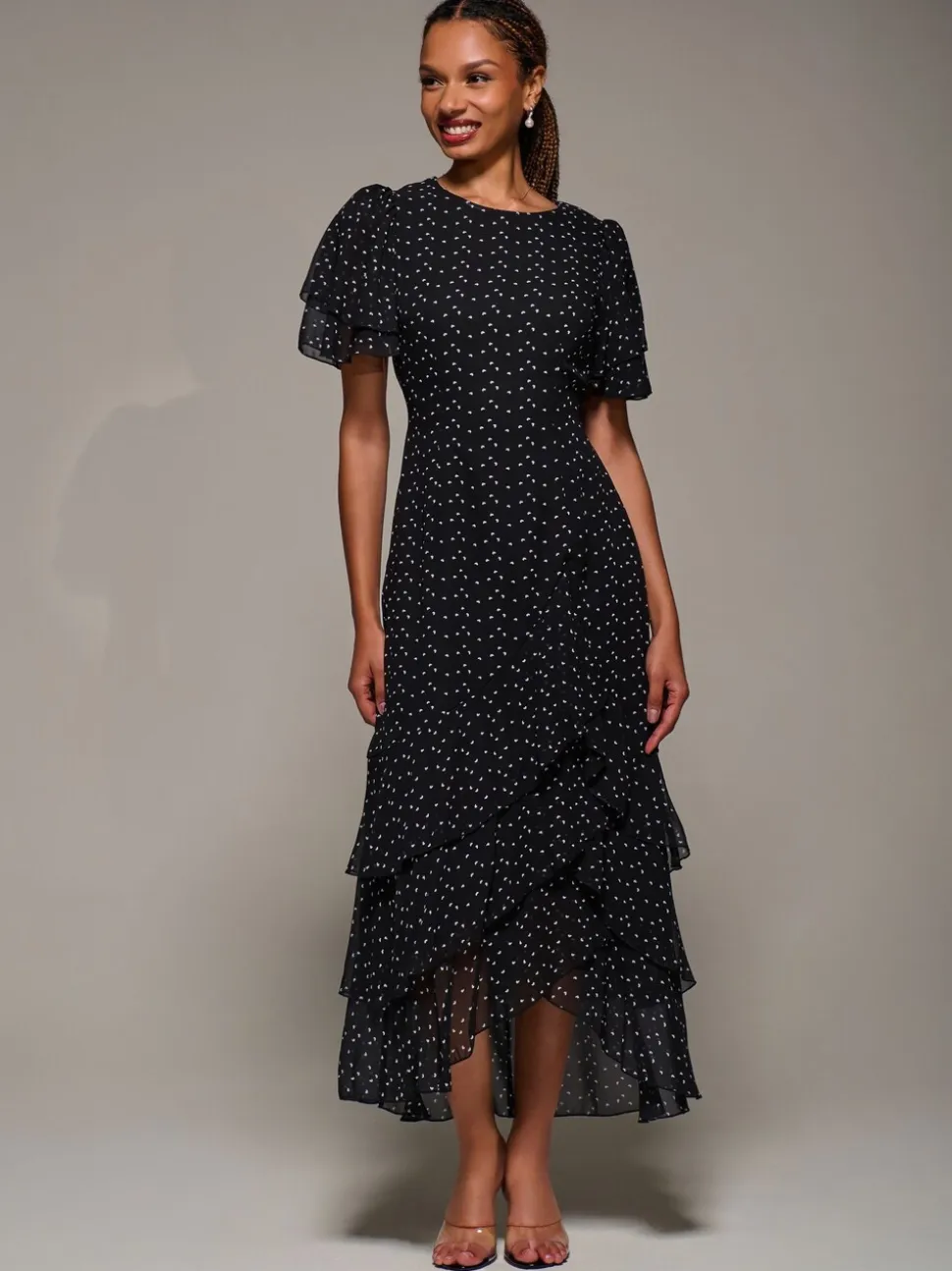 Noir - Robe Jolie Moi Midaxi en mousseline à volants