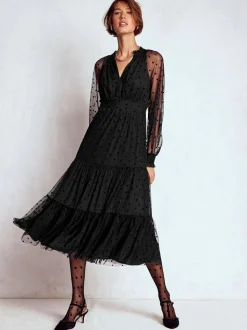 Noir - Robe mi-longue Boden Lucille en tulle