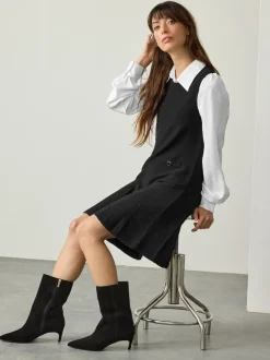 Noir - Robe Tablier en maille à superpositions