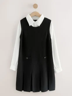 Noir - Robe Tablier en maille à superpositions