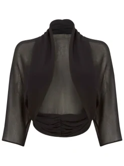 Noir - Roman Veste en mousseline à ourlet froncé