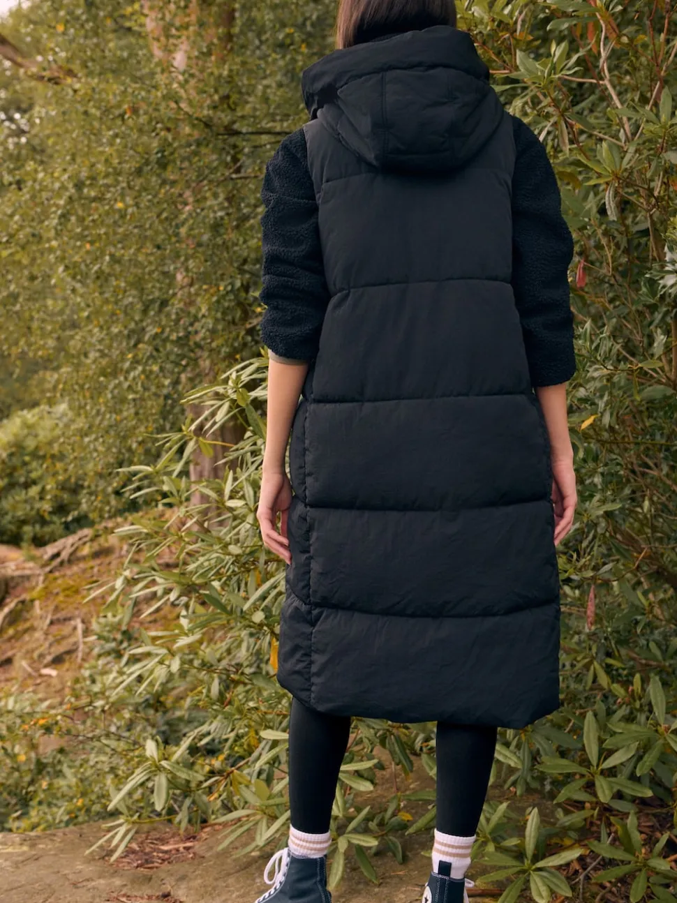 Noir - Résistant à la douche Knit Col À capuche Padded Gilet