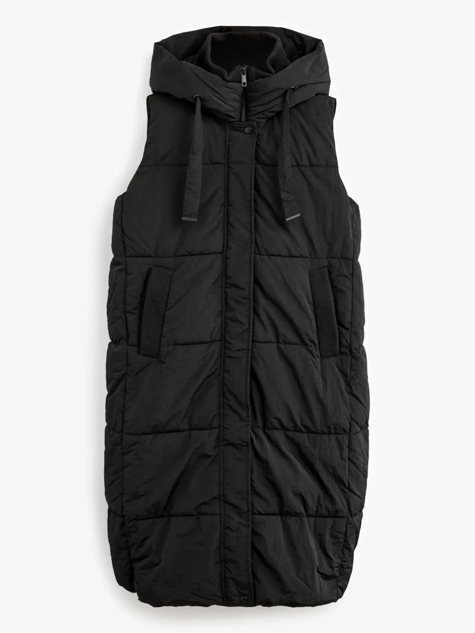Noir - Résistant à la douche Knit Col À capuche Padded Gilet