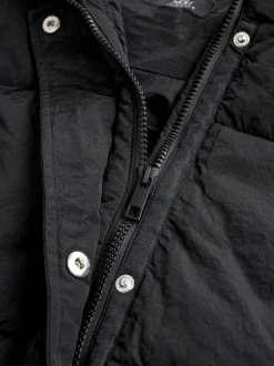 Noir - Résistant à la douche Knit Col À capuche Padded Gilet