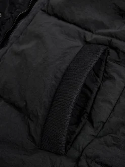 Noir - Résistant à la douche Knit Col À capuche Padded Gilet