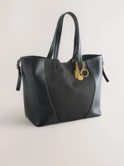 Noir - Sac à bandoulière à breloques en faux suède
