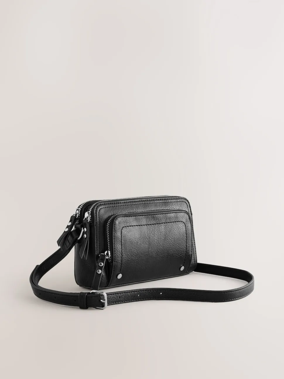 Noir - Sac à bandoulière à double fermeture éclair