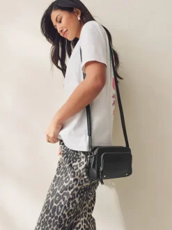 Noir - Sac à bandoulière à double fermeture éclair