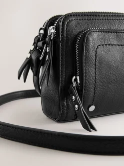 Noir - Sac à bandoulière à double fermeture éclair