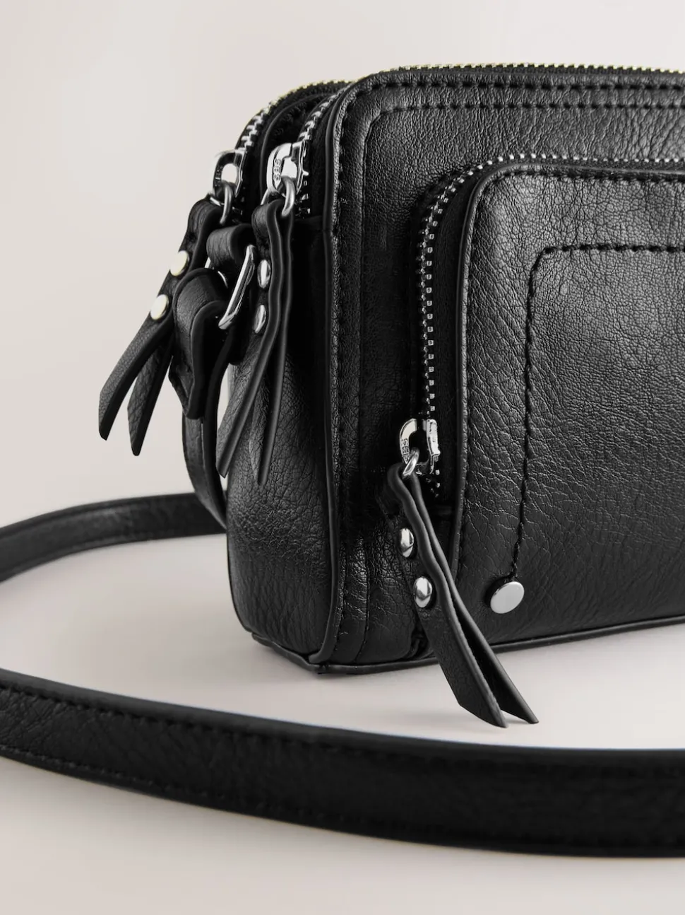 Noir - Sac à bandoulière à double fermeture éclair