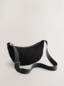 Noir - Sac à bandoulière effet velours côtelé
