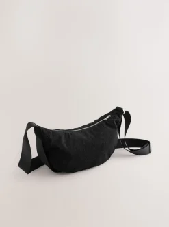 Noir - Sac à bandoulière effet velours côtelé