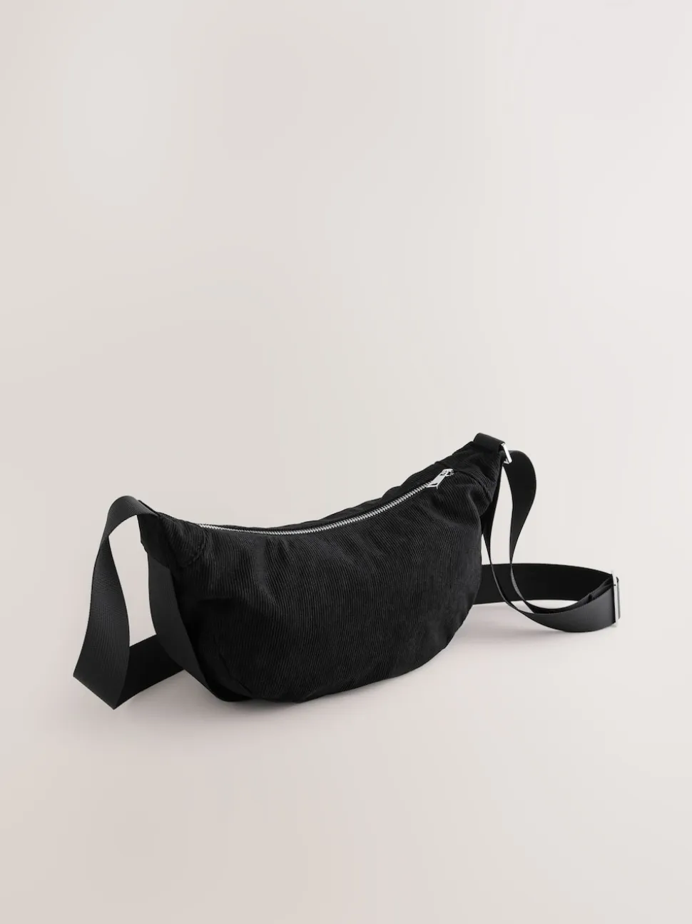 Noir - Sac à bandoulière effet velours côtelé