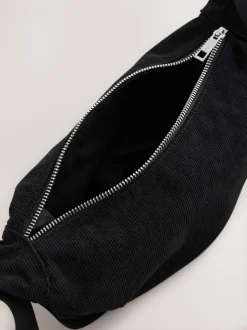 Noir - Sac à bandoulière effet velours côtelé