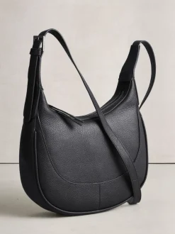 Noir - Sac à bandoulière en cuir avec scoop