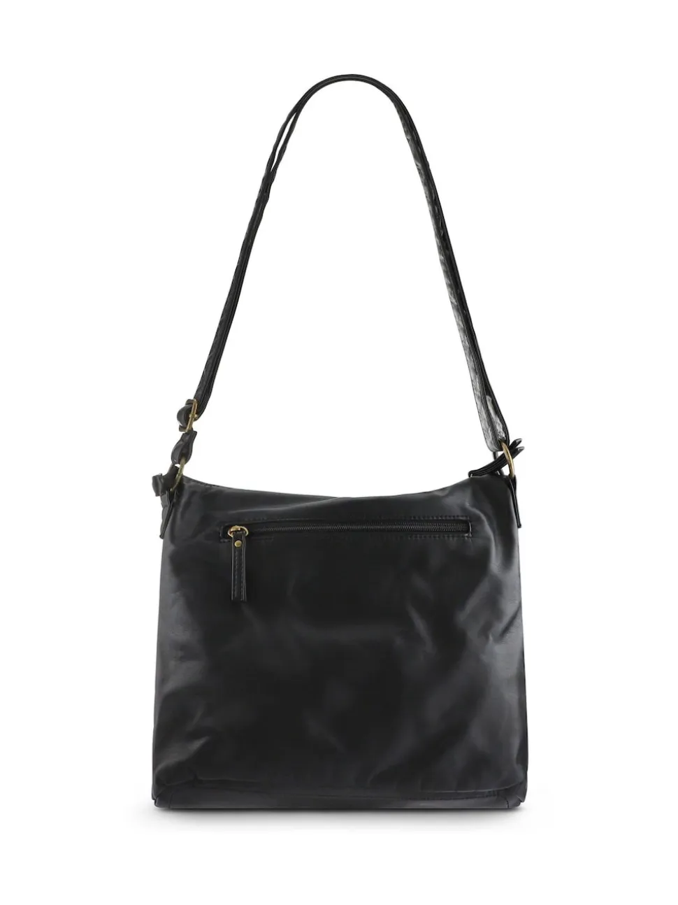 Noir - Sac à bandoulière Pavers en cuir à fermeture éclair multiple