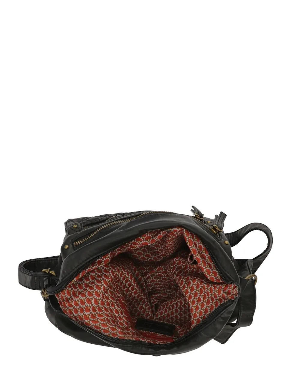 Noir - Sac à bandoulière Pavers en cuir à fermeture éclair multiple
