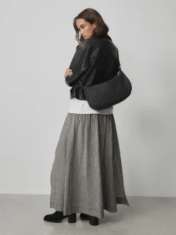Noir - Sac à bandoulière tissé en daim