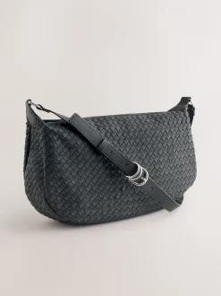 Noir - Sac à bandoulière tissé en daim