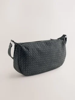 Noir - Sac à bandoulière tissé en daim