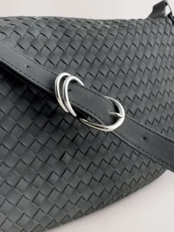Noir - Sac à bandoulière tissé en daim