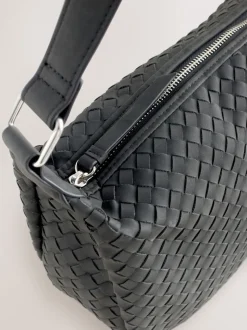 Noir - Sac à bandoulière tissé en daim