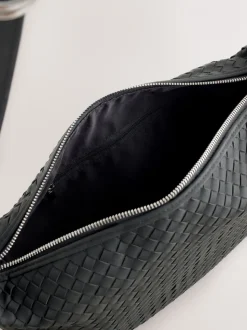 Noir - Sac à bandoulière tissé en daim