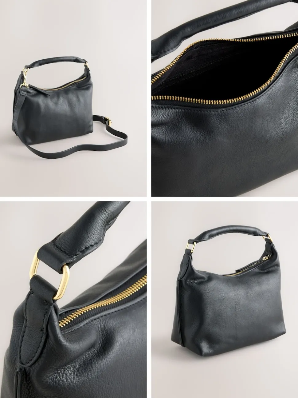 Noir - Sac à main fendu en cuir