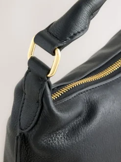 Noir - Sac à main fendu en cuir