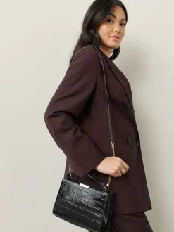 Noir - Sac à poignée supérieure effet Crocs
