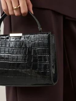 Noir - Sac à poignée supérieure effet Crocs