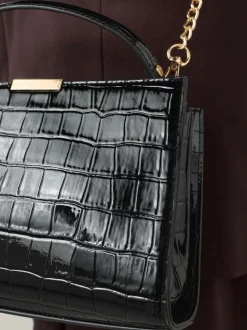 Noir - Sac à poignée supérieure effet Crocs