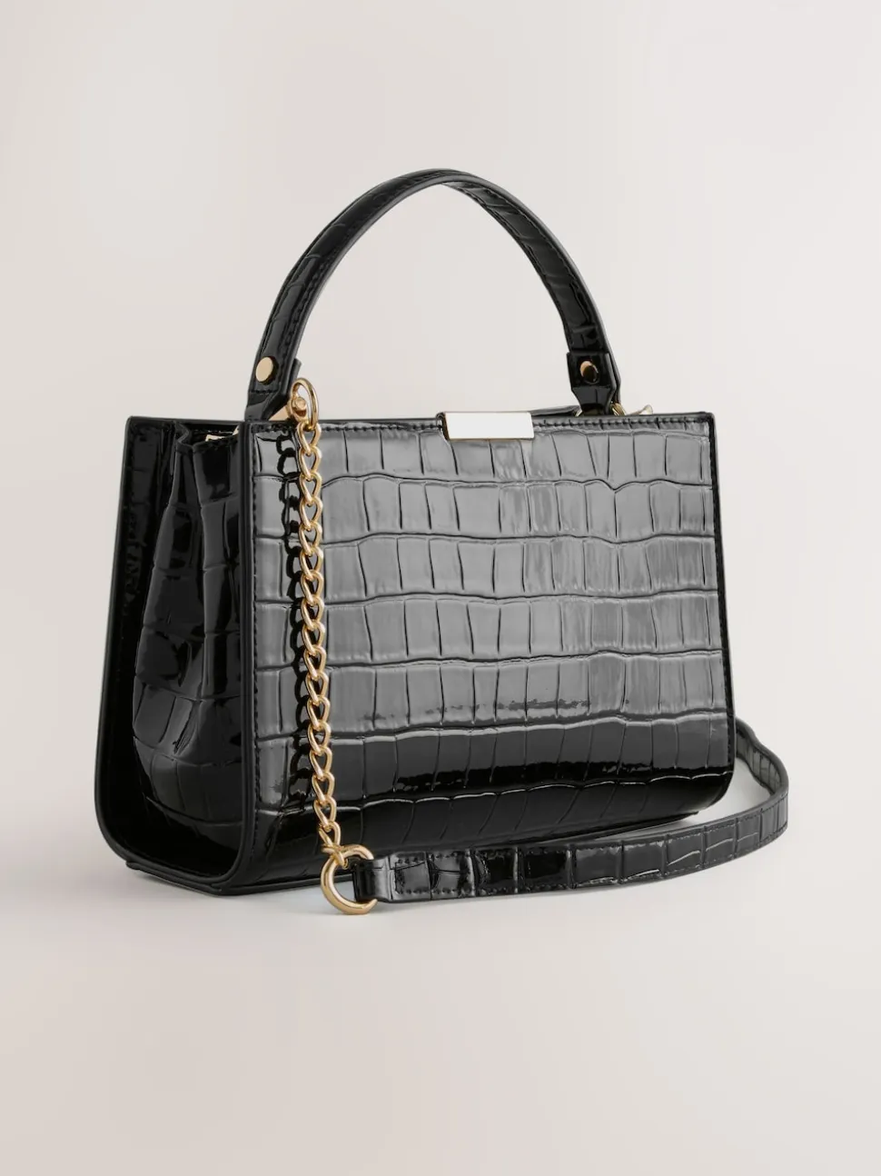 Noir - Sac à poignée supérieure effet Crocs