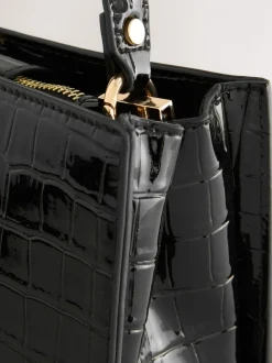 Noir - Sac à poignée supérieure effet Crocs