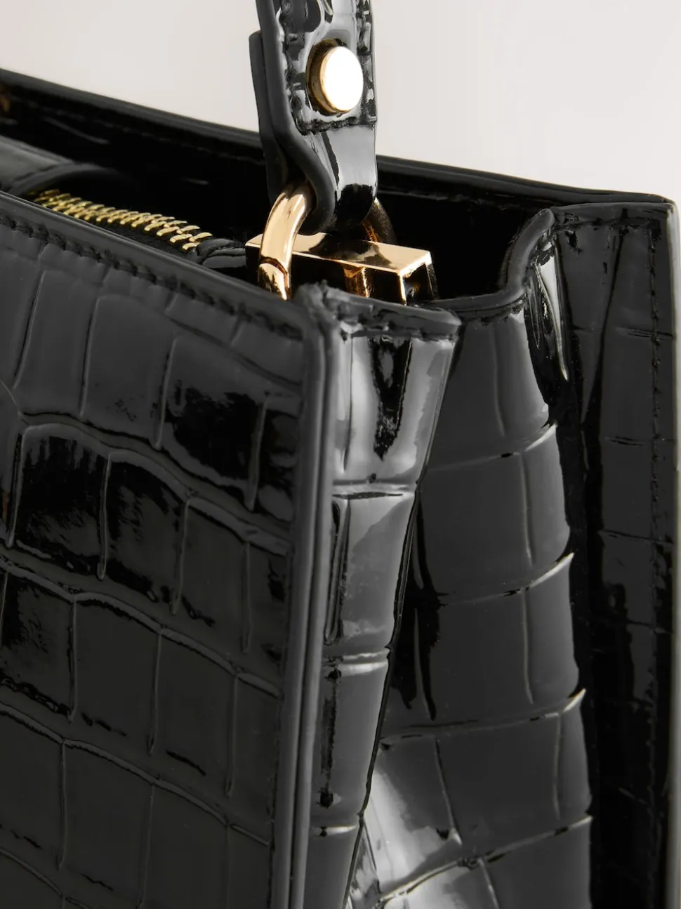 Noir - Sac à poignée supérieure effet Crocs