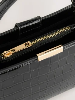 Noir - Sac à poignée supérieure effet Crocs
