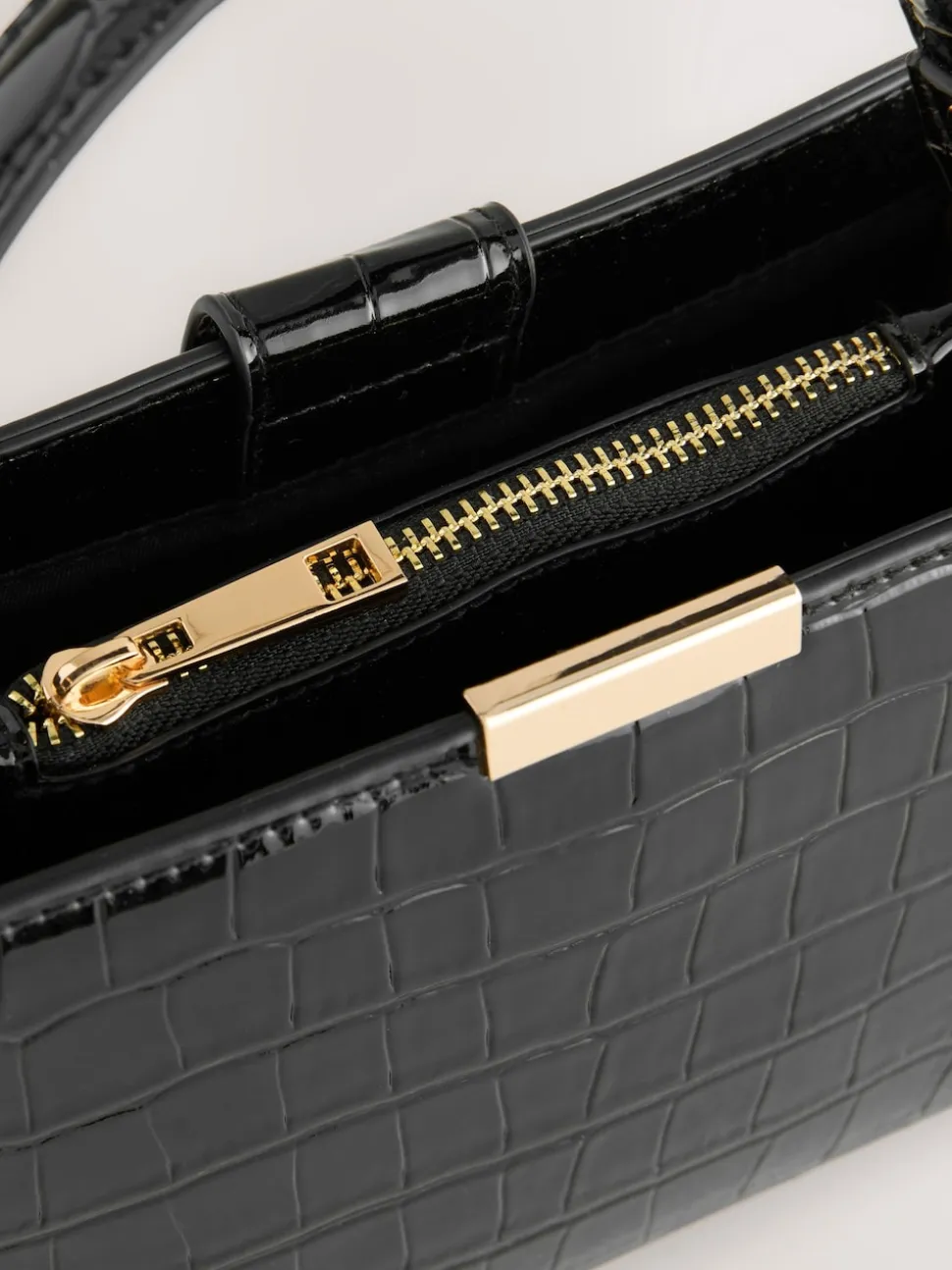Noir - Sac à poignée supérieure effet Crocs