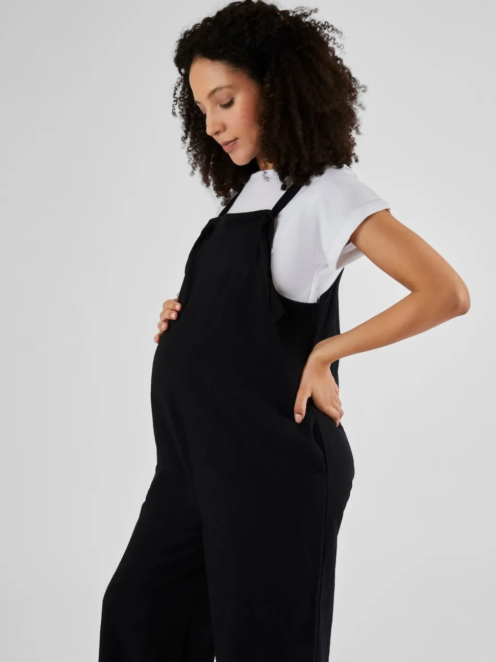 Noir - Salopette JoJo Maman Bébé Maternité large en lin Blend