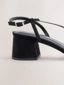 Noir - Sandales à talons carrés et à bretelles ornées de bijoux Forever Comfort