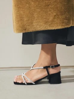 Noir - Sandales à talons carrés et à bretelles ornées de bijoux Forever Comfort