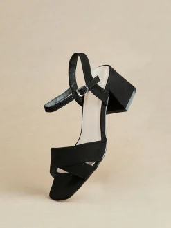 Noir - Sandales à talons larges Linzi Vivian avec bandoulière avant croisée
